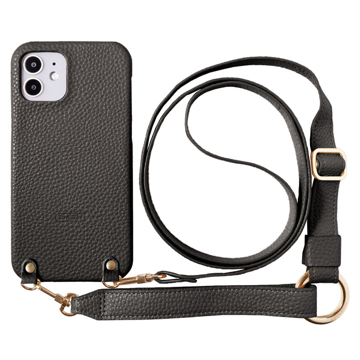 Vegan leather with embossed texture wide shoulder strap attached back case