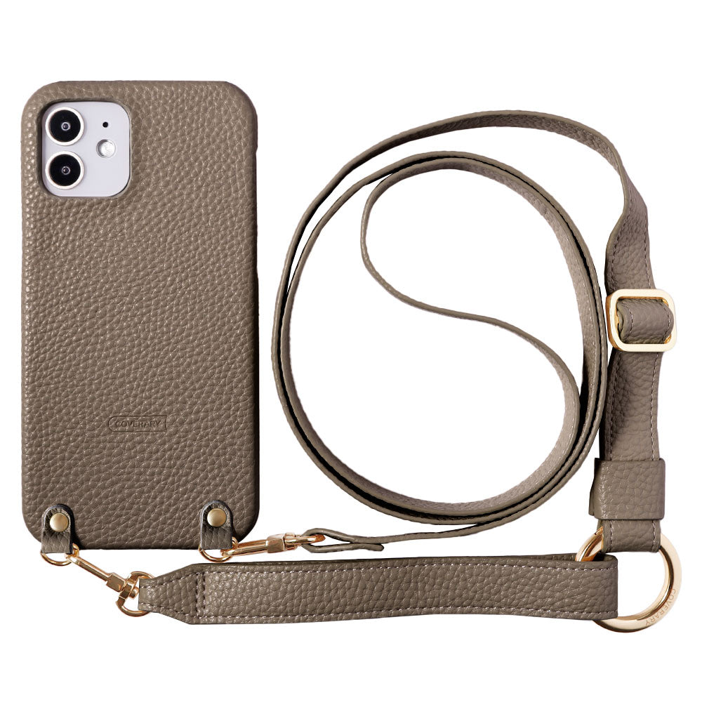 Vegan leather with embossed texture wide shoulder strap attached back case