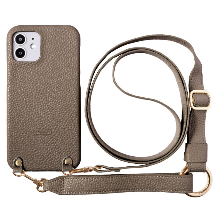 Vegan leather with embossed texture wide shoulder strap attached back case