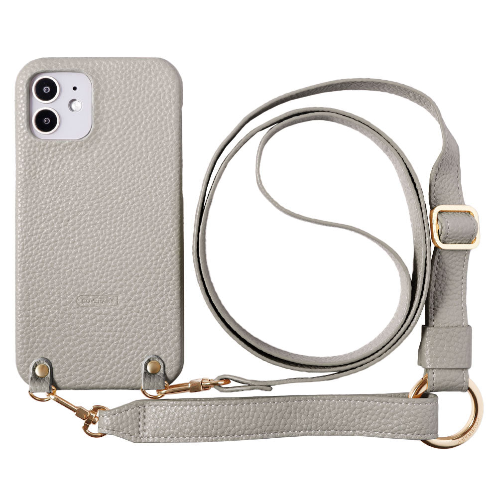 Vegan leather with embossed texture wide shoulder strap attached back case