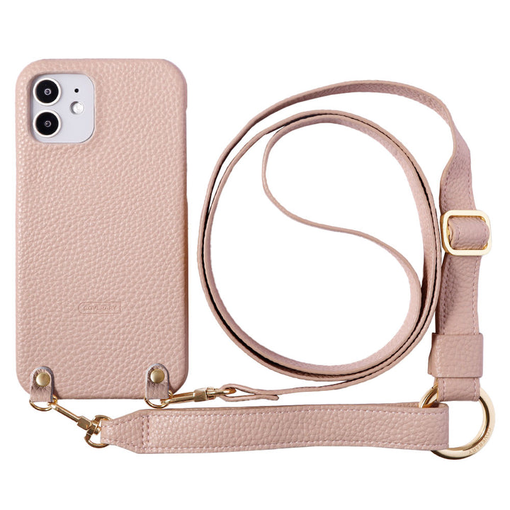 Vegan leather with embossed texture wide shoulder strap attached back case