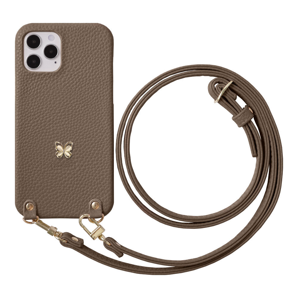 Vegan leather textured butterfly decoration with shoulder strap back case