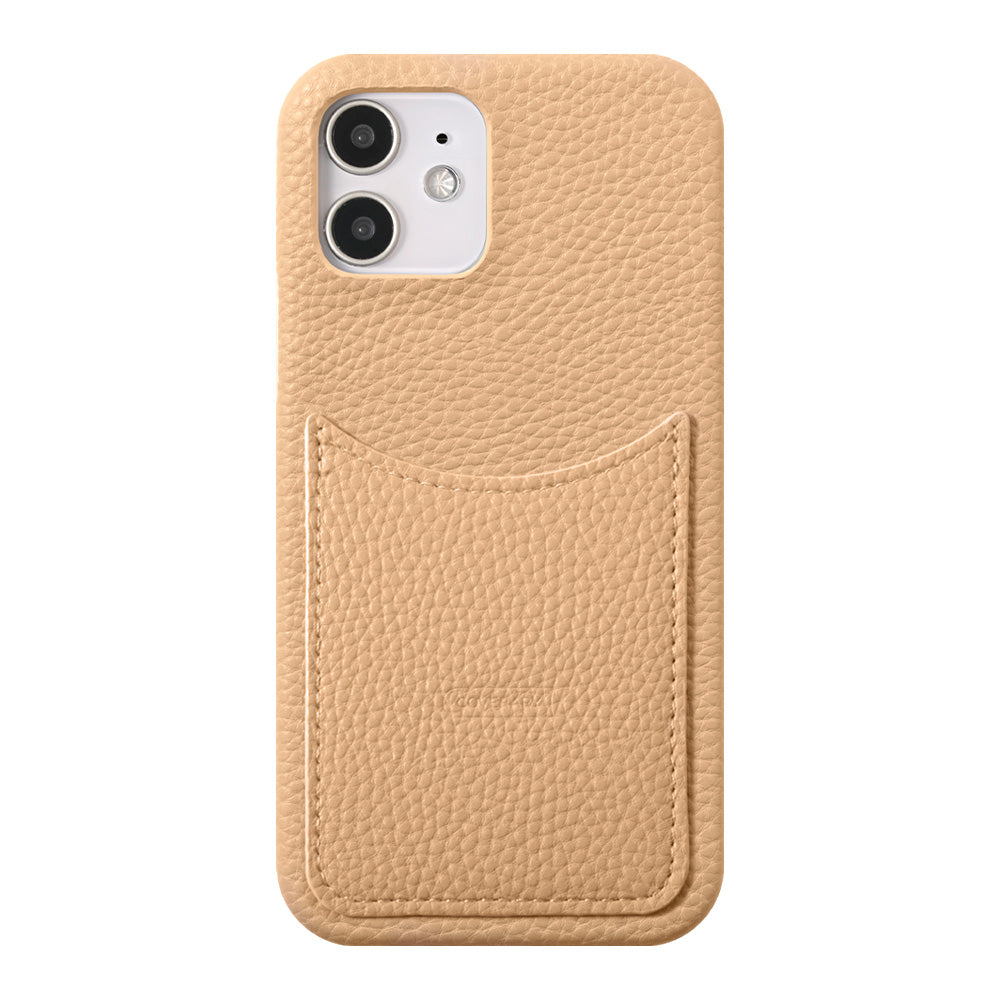 ヴィーガンレザー シボ加工  スマイリーポケット 背面ケース iPhoneシリーズ