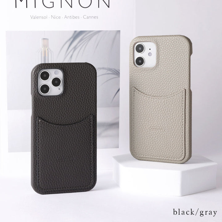 Cuir végan embossé Poche souriante Coque arrière Série Xperia