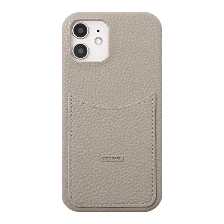 Vegan leather textured smoky color smiley pocket back case