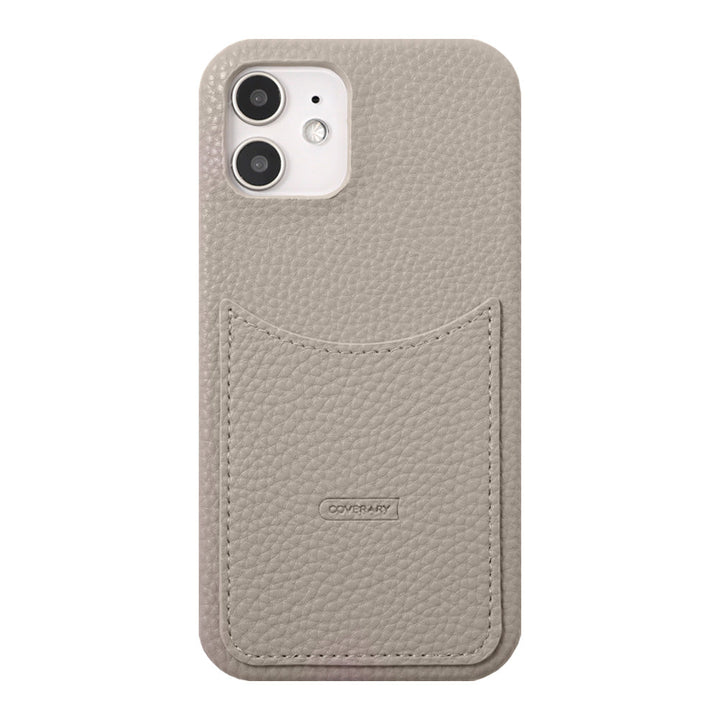 Vegan leather textured smoky color smiley pocket back case Galaxy series