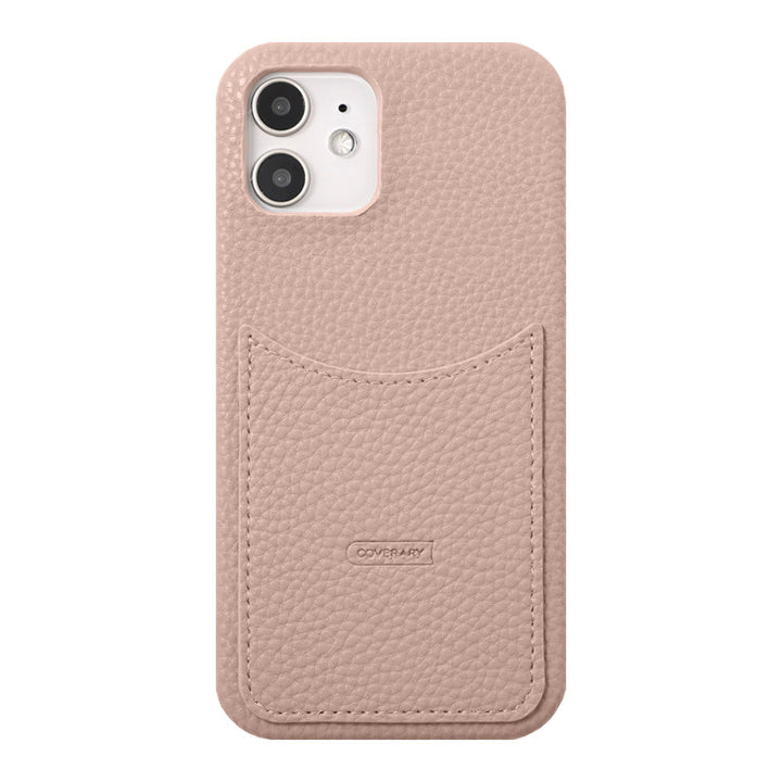 Vegan leather textured smoky color smiley pocket back case AQUOS series