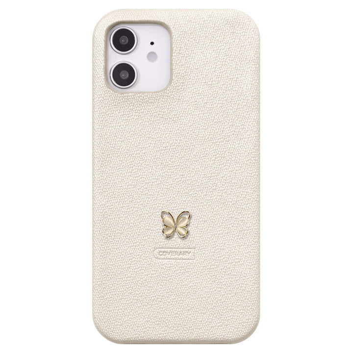 Étui arrière avec décoration papillon en cuir végan couleur perle pour la série Google Pixel