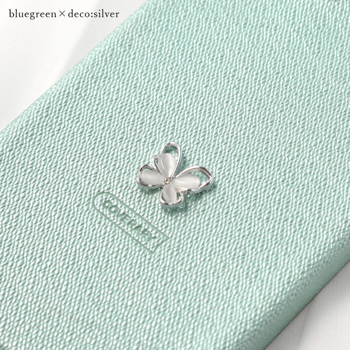 Vegan leather pearl color butterfly deco back case