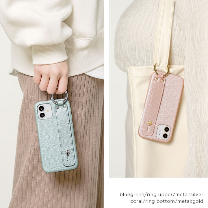 Vegan Leather Pearl Color Back Case with Hand Belt for Google Pixel Series