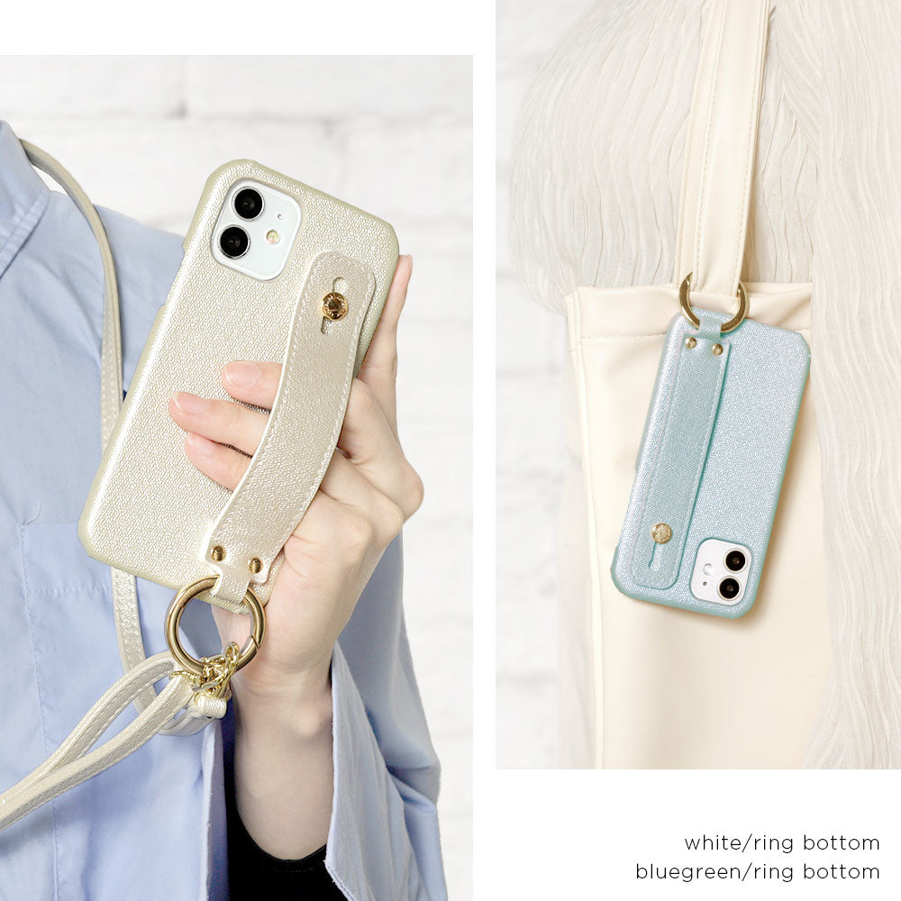 Vegan Leather Pearl Color Hand Belt & Shoulder Strap Included Back Case Galaxy Series