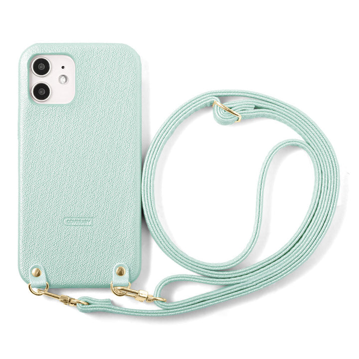 Vegan leather pearl color shoulder strap attached back case AQUOS series