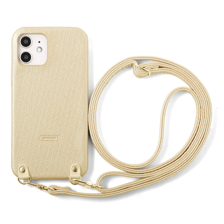 Vegan leather pearl color shoulder strap attached back case AQUOS series