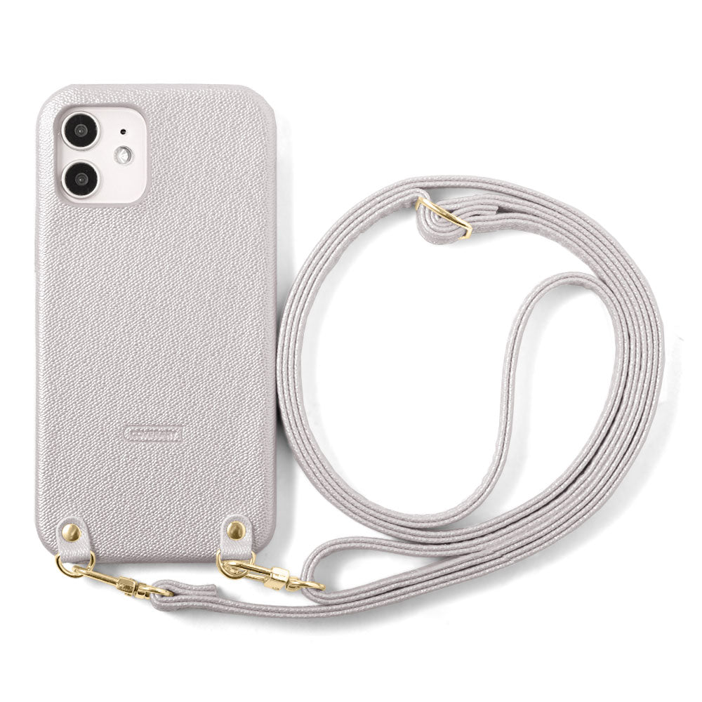 Vegan leather pearl color shoulder strap attached back case AQUOS series