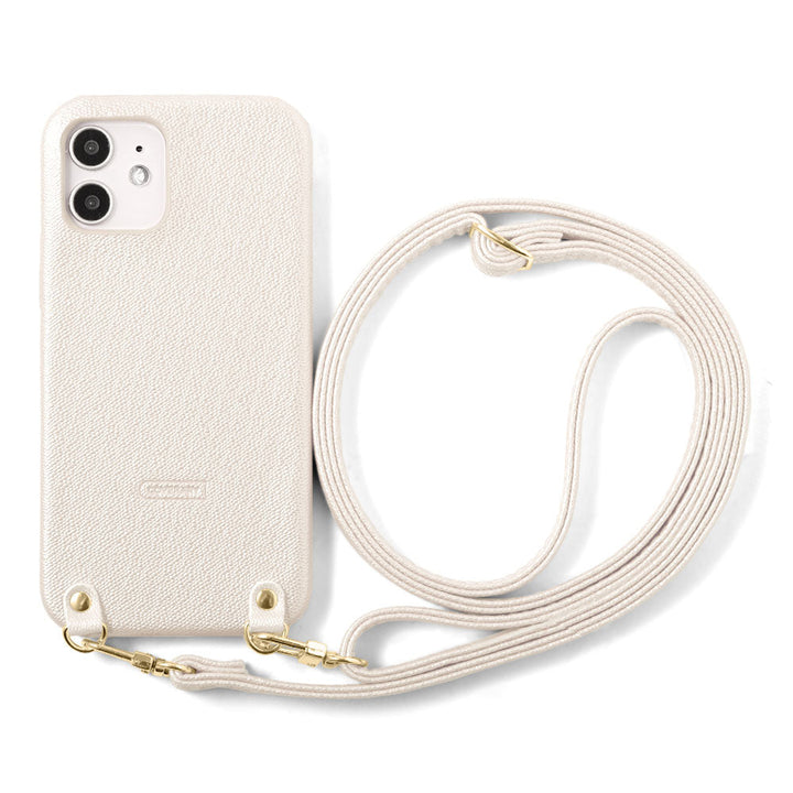 Vegan leather pearl color shoulder strap attached back case AQUOS series