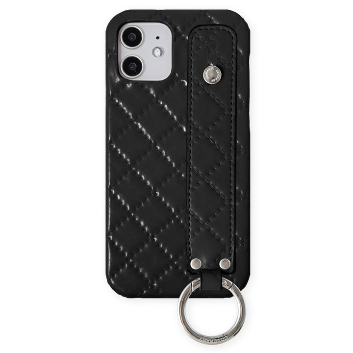 Étui arrière matelassé en cuir végan avec poignée à main