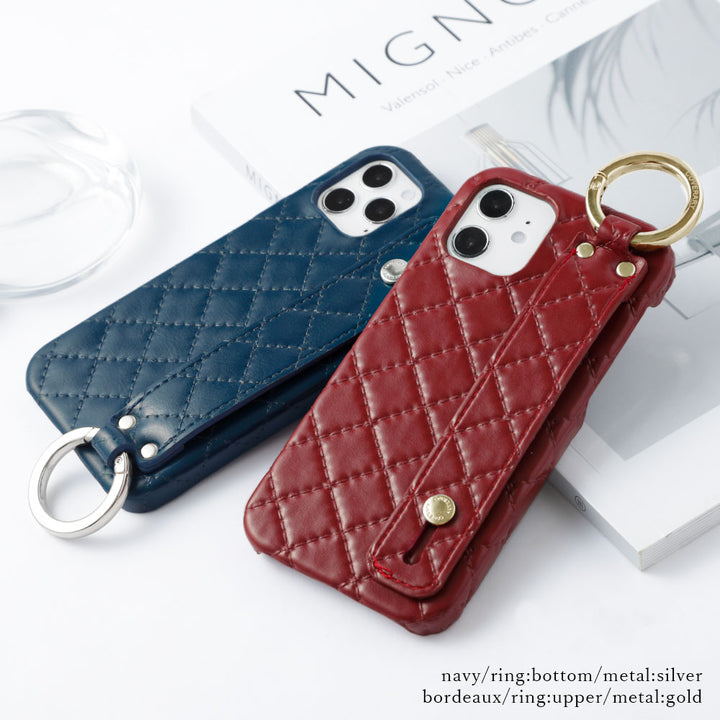 Étui arrière matelassé en cuir végan avec poignée à main