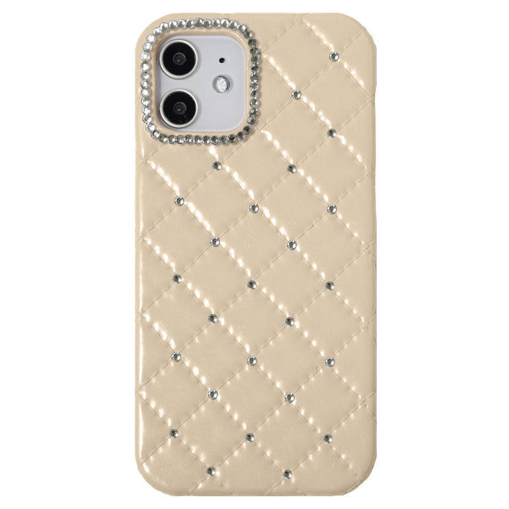 Vegan leather quilting stone decoration back case AQUOS series