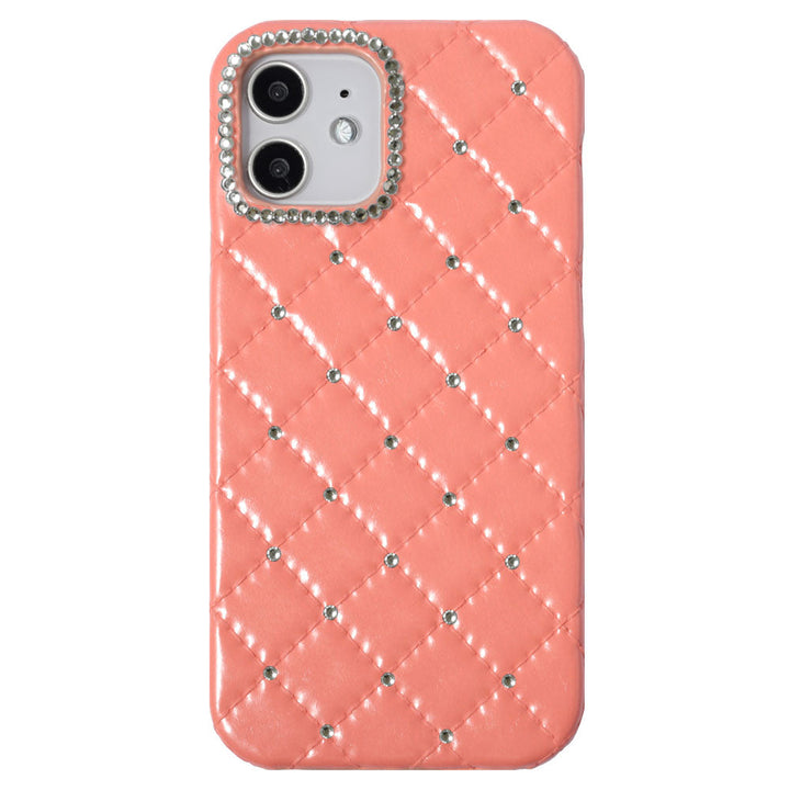 Vegan leather quilting stone decoration back case AQUOS series