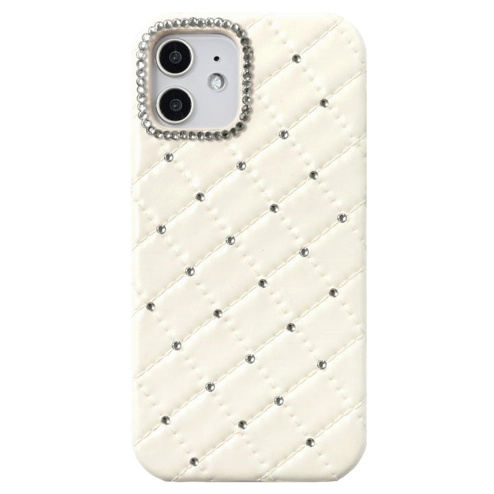 Vegan leather quilting stone decoration back case AQUOS series