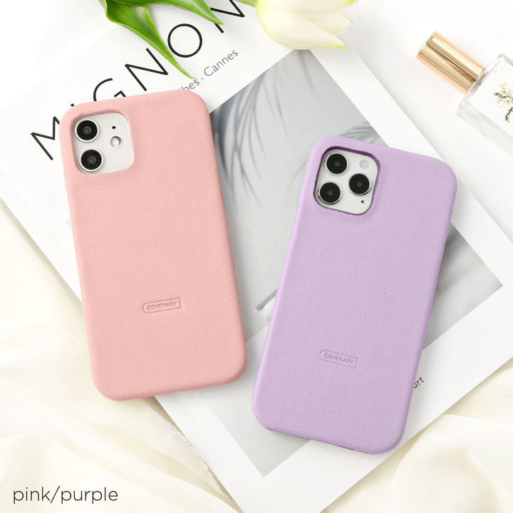 Samsung Galaxy Z Flip対応 ヴィーガンレザー スムース生地 くすみカラー 背面ケース