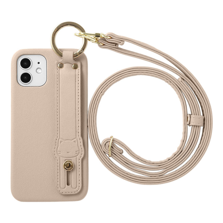Vegan leather smooth fabric muted color with cat hand belt & shoulder strap back case for Xperia series