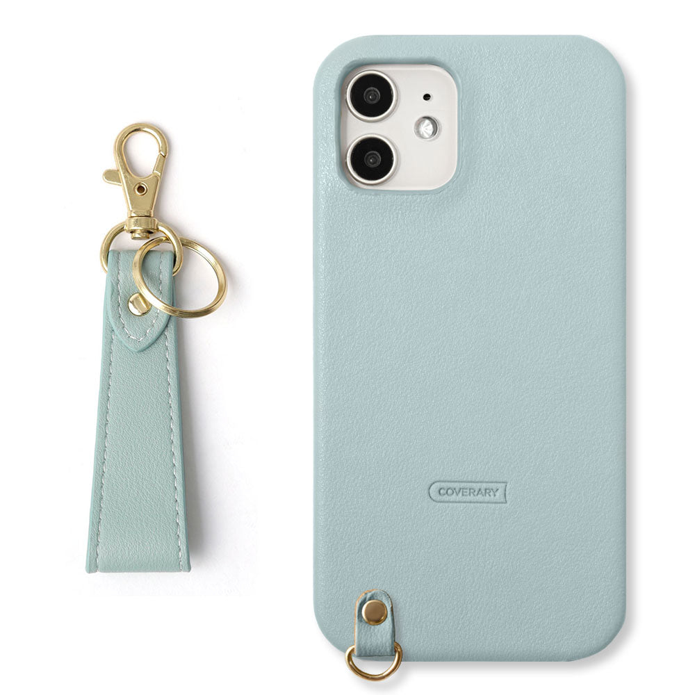 Vegan leather smooth fabric with finger strap, muted color, back case for AQUOS series