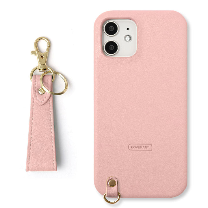 Vegan leather smooth fabric with finger strap, muted color, back case for AQUOS series