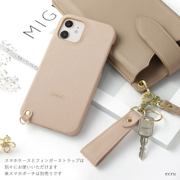 Cuir végan tissu lisse avec sangle pour doigt couleur terne coque arrière série Xperia