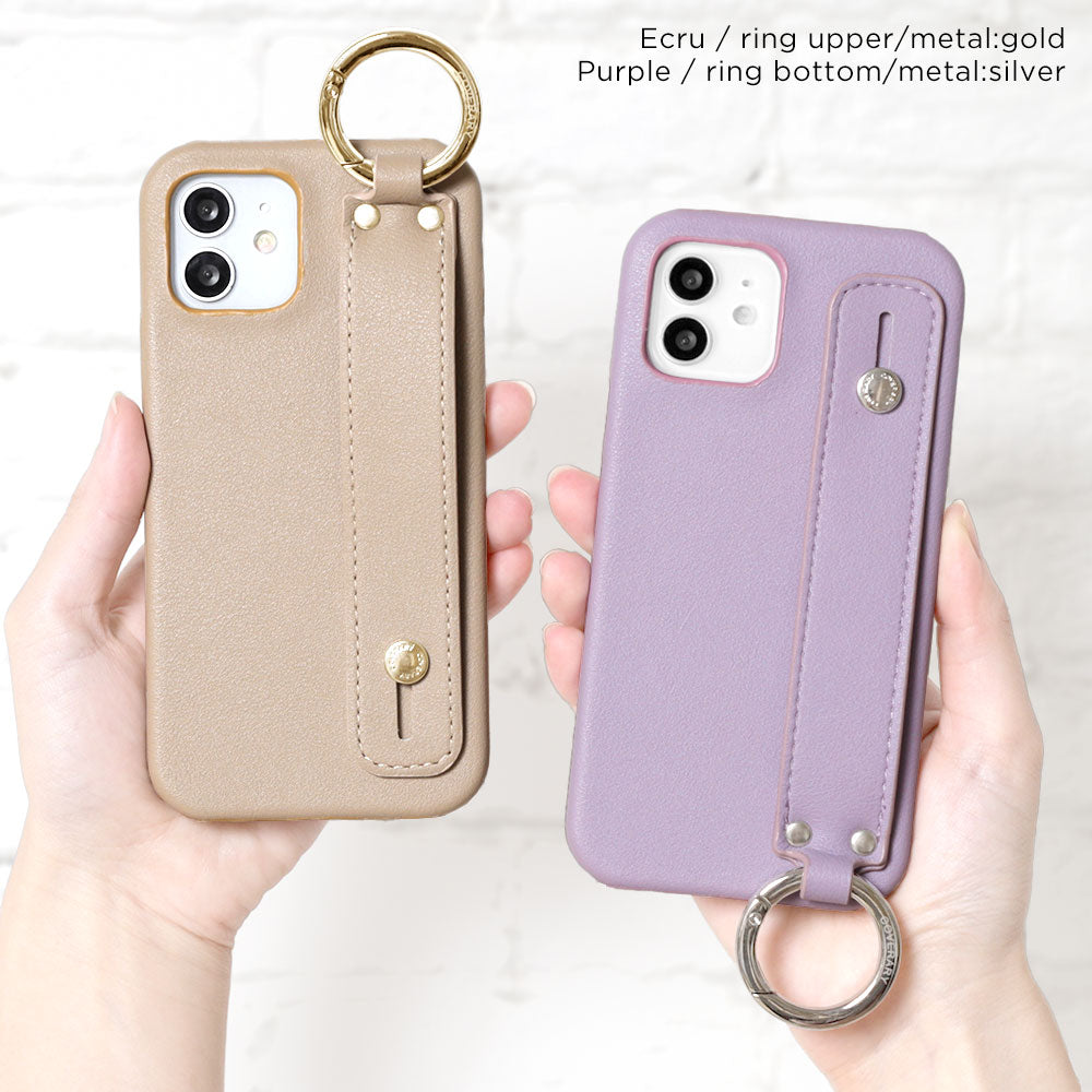 Vegan leather smooth fabric muted color with hand belt back case Galaxy series