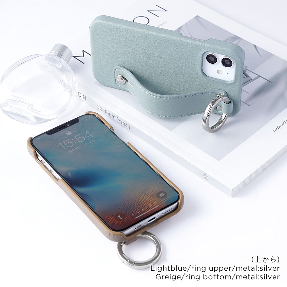 Vegan leather smooth fabric muted color with hand belt back case Galaxy series