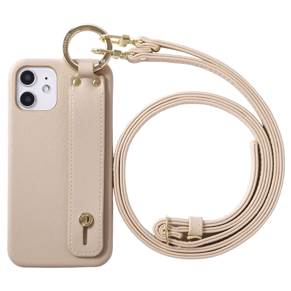 Vegan leather smooth fabric muted color with hand belt & shoulder strap attached back case