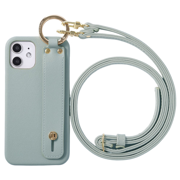 Vegan leather smooth fabric muted color with hand belt & shoulder strap attached back case