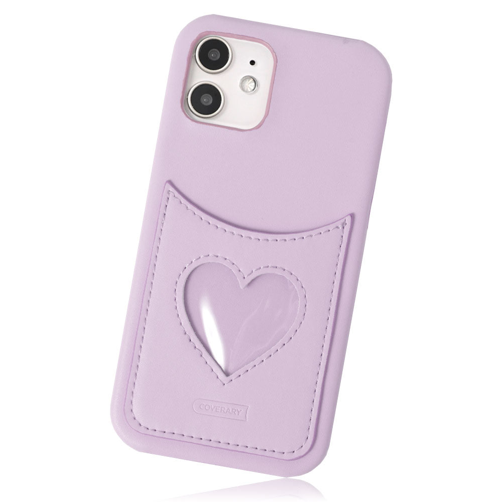 Vegan leather muted pastel heart smiley pocket back case AQUOS series