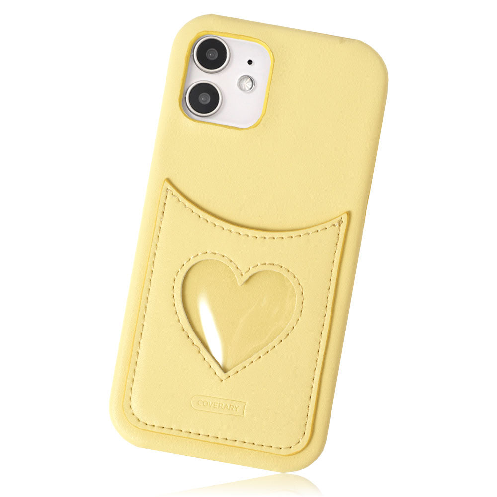 Vegan leather muted pastel heart smiley pocket back case for Google Pixel series