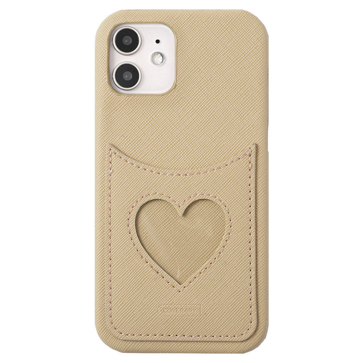 Vegan Leather Heart Smiley Pocket Back Case Galaxy Series