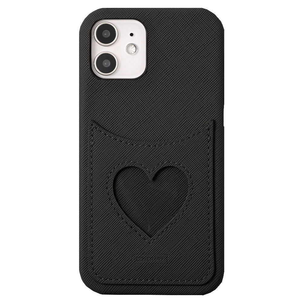 Vegan Leather Heart Smiley Pocket Back Case Galaxy Series