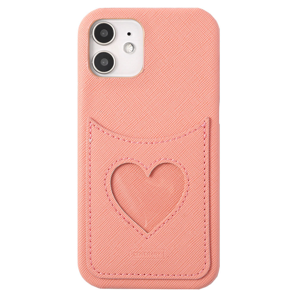 Vegan Leather Heart Smiley Pocket Back Case Galaxy Series
