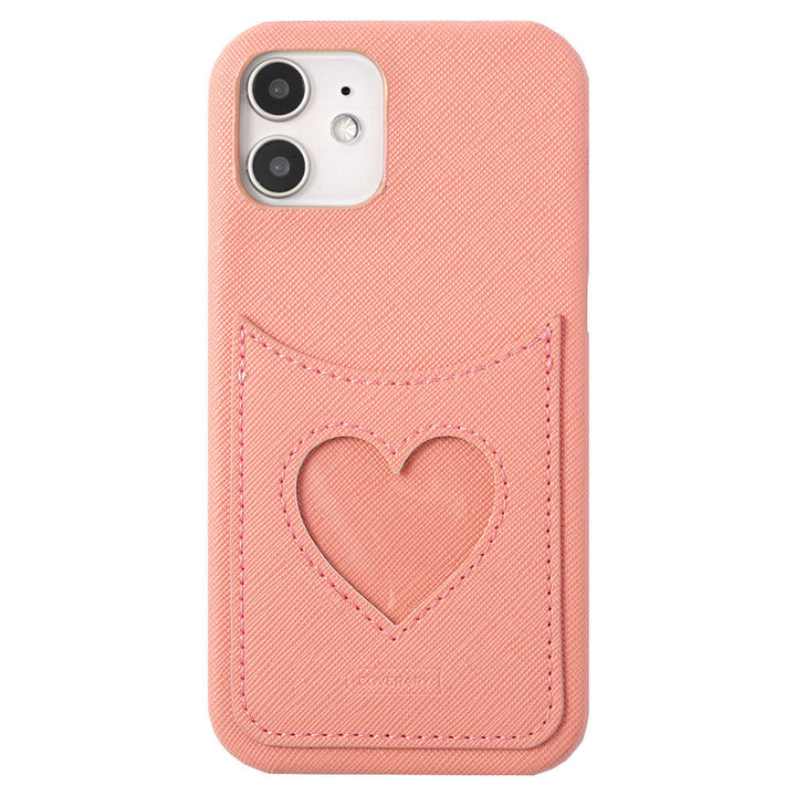 Vegan Leather Heart Smiley Pocket Back Case Galaxy Series