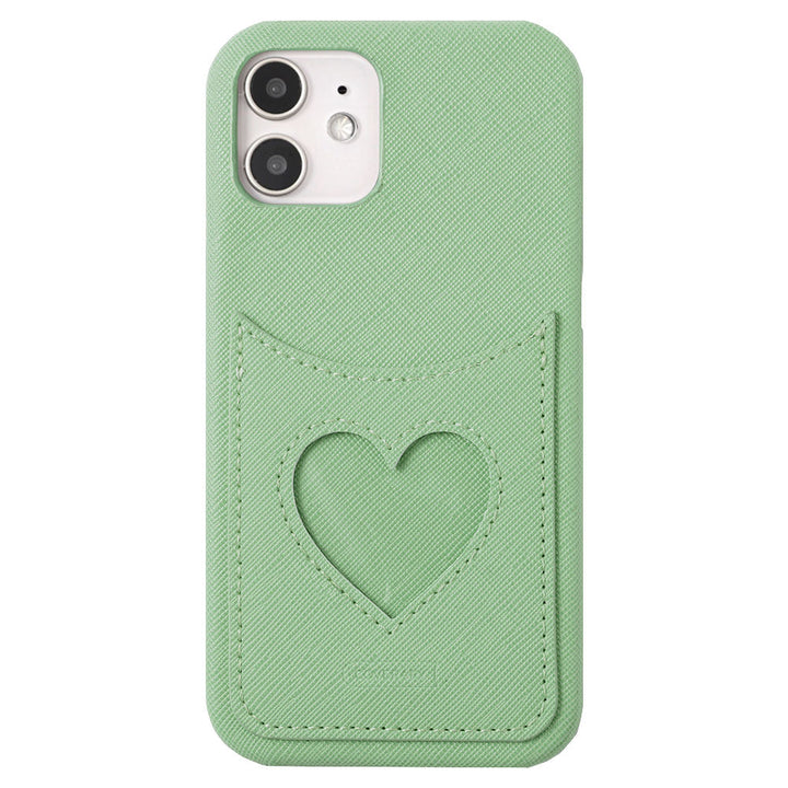 Vegan Leather Heart Smiley Pocket Back Case AQUOS Series
