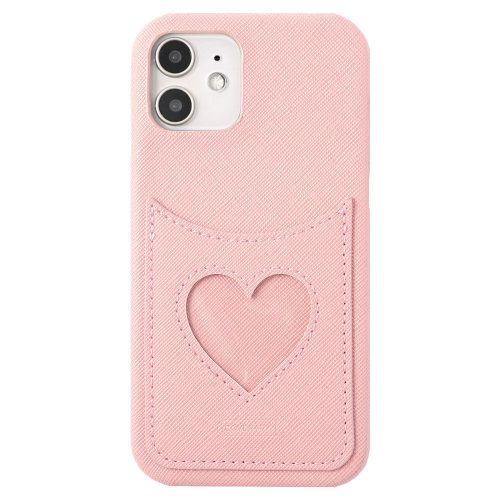 Vegan Leather Heart Smiley Pocket Back Case Galaxy Series