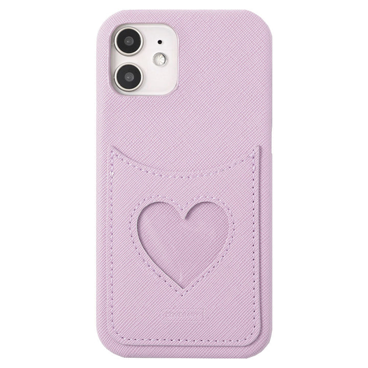 Vegan Leather Heart Smiley Pocket Back Case iPhone Series