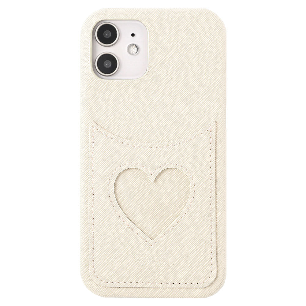 Vegan Leather Heart Smiley Pocket Back Case iPhone Series