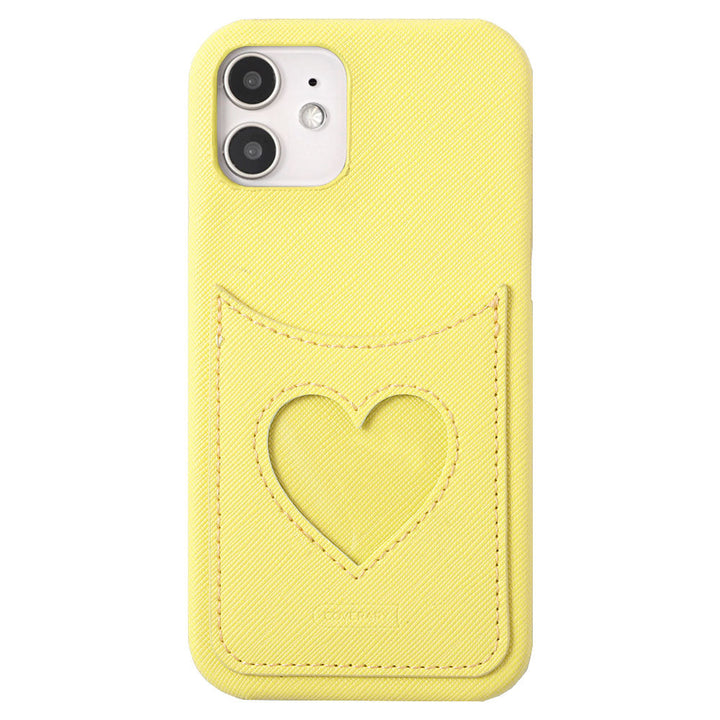 Vegan Leather Heart Smiley Pocket Back Case Galaxy Series