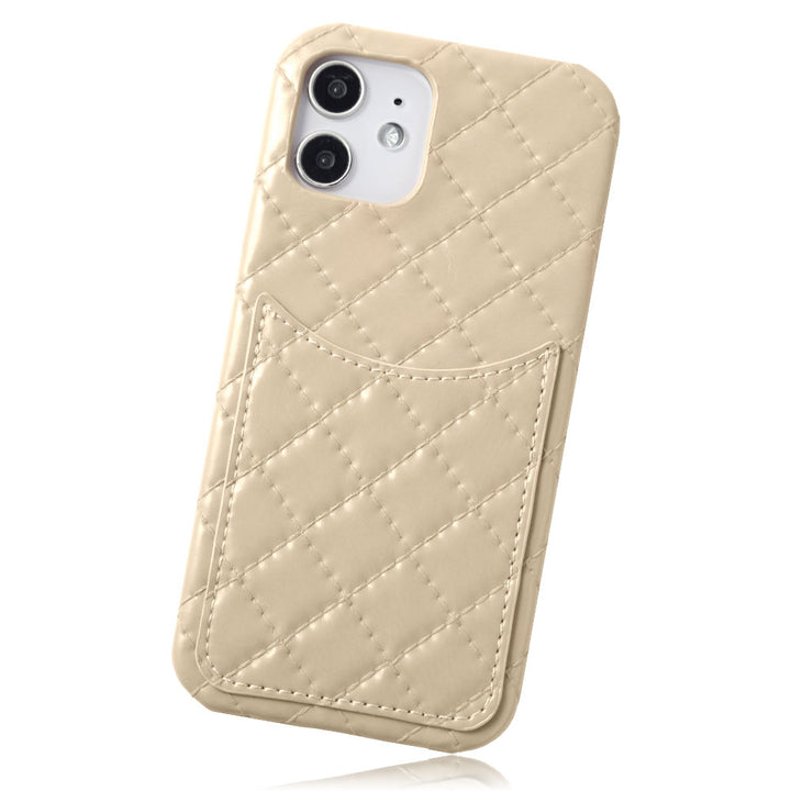 Étui arrière matelassé en cuir végan avec poche smiley