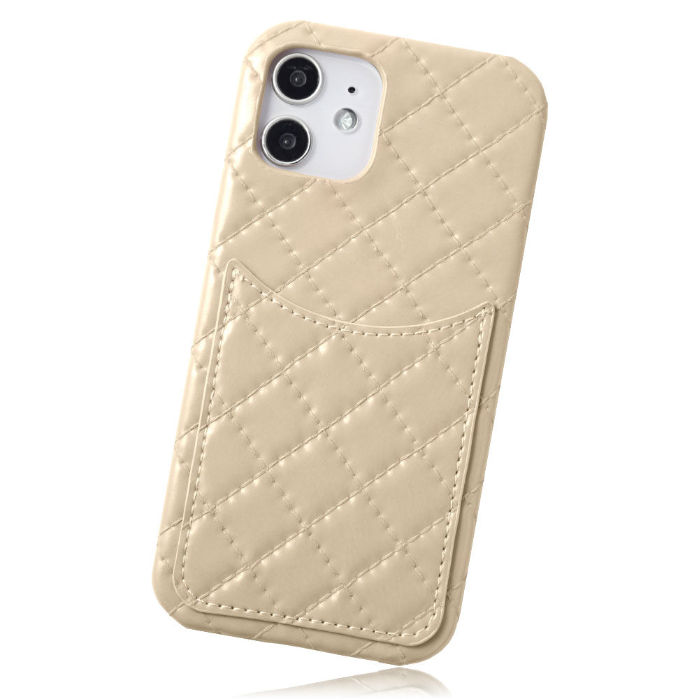 Vegan Leather Quilted Smiley Pocket Back Case Galaxy Series