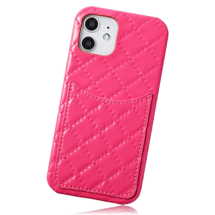 Vegan Leather Quilted Smiley Pocket Back Case Galaxy Series