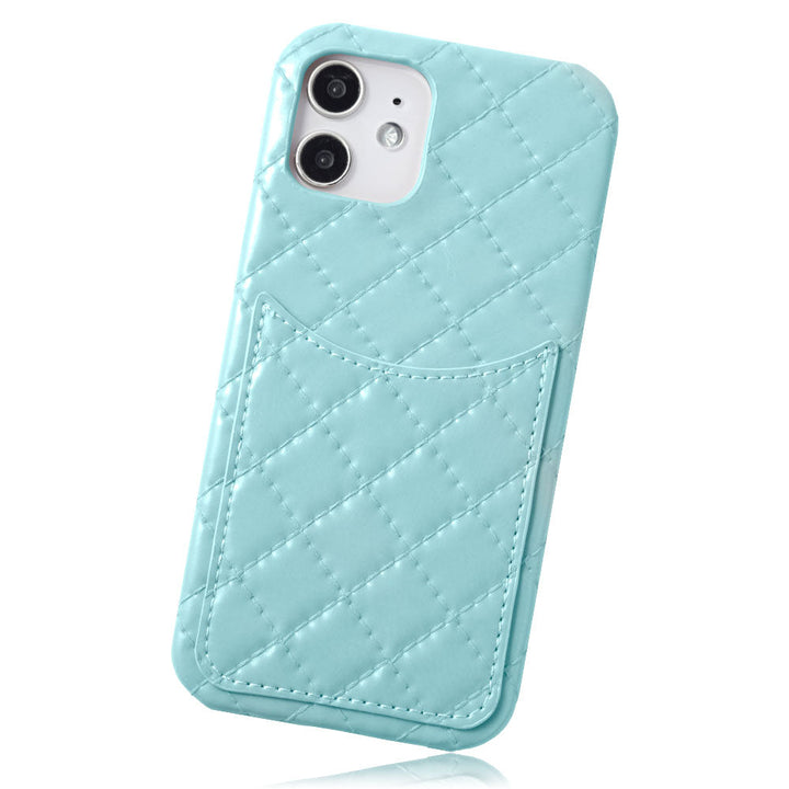 Vegan Leather Quilted Smiley Pocket Back Case Galaxy Series