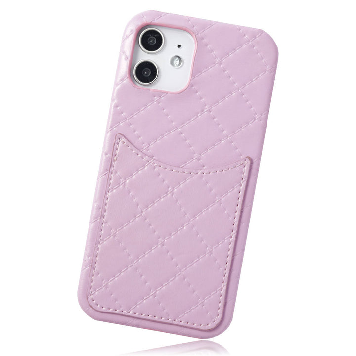 Vegan Leather Quilted Smiley Pocket Back Case Galaxy Series