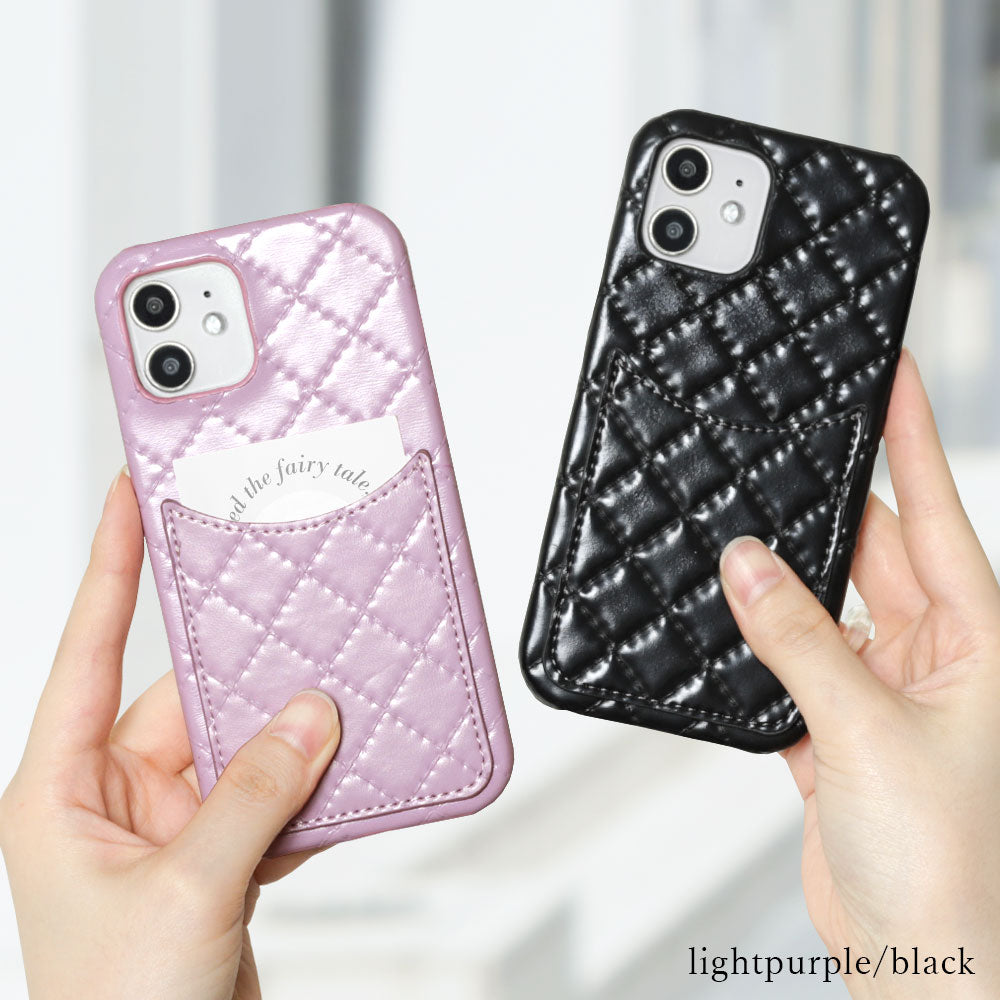 Vegan Leather Quilted Smiley Pocket Back Case Galaxy Series